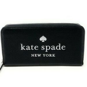NWT Kate Spade Embossed Large Continental Black Leather Wallet
